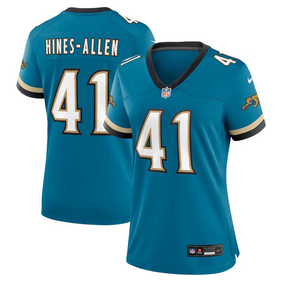 Women Jacksonville Jaguars 41 Josh Hines-Allen Green Nike Throwback Game NFL Jersey